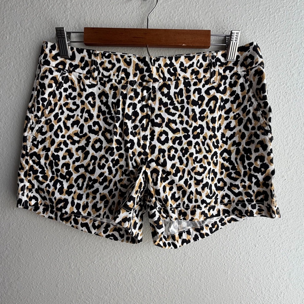 J Crew Factory Size 6 Leopard Print 3.5 Classic Chino Shorts Cotton NWT B